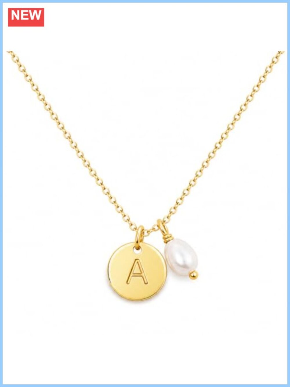 14K Gold Plated Initial Pearl Pendant Necklace for Women Dainty Letter Necklace